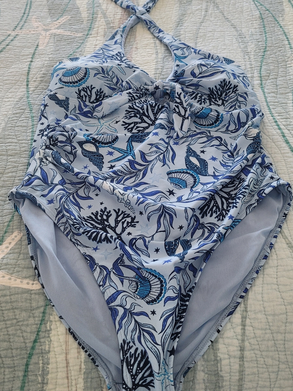 Kids Light Blue Ocean Print One-Piece Swimsuit